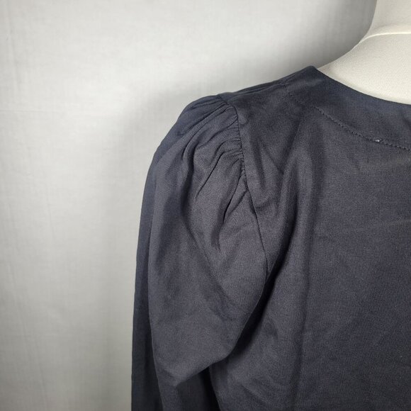 J.Crew Puff Sleeve Button Back Long Sleeve Cotton Top Size M - Picture 8 of 11